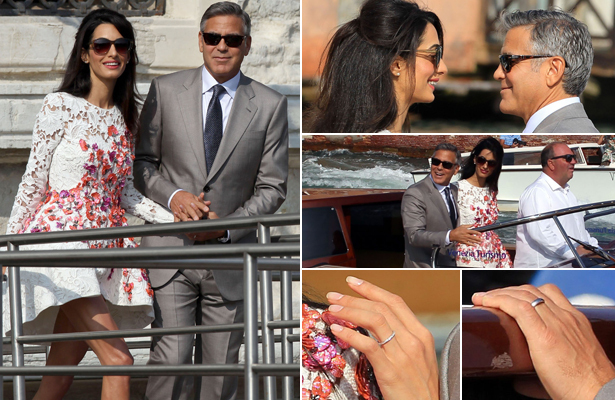 Cute Pics! George Clooney and Amal Alamuddin Step Out As Married Couple