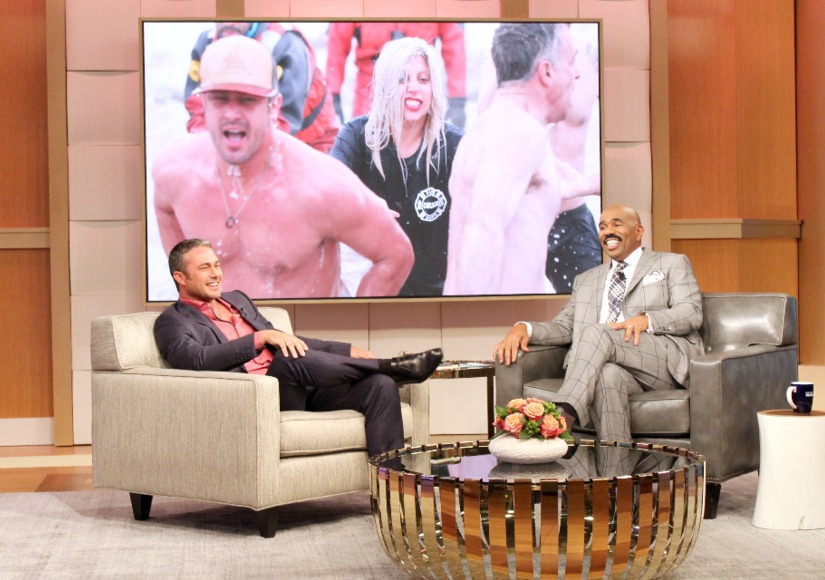 Watch Taylor Kinney Challenge Steve Harvey to Polar Plunge