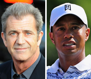Getty Images/Extra composite Mel Gibson tells Tiger Woods to deal with scandal 'like a man'