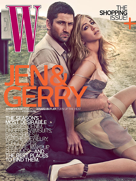 W Magazine jennifer aniston and gerard butler on cover of W magazine