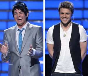 FOX/Extra composite Backstage with Adam Lambert and Kris Allen