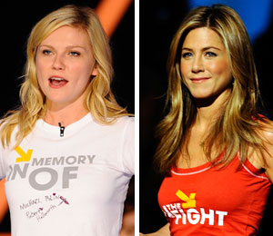 Getty ImagesExtra composite Kirsten Dunst and Jennifer Aniston at the Stand Up to Cancer show