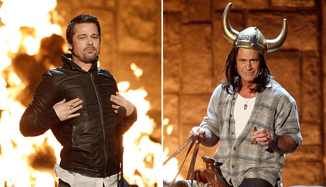 Getty Images brad pitt pokes fun at mel gibson