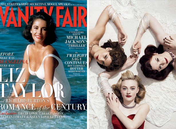 Vanity Fair Ashley Green, Dakota Fanning and Bryce Dallas Howard and Elizabeth Taylor