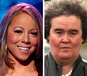 Getty Images/Extra composite Mariah Carey reacts to Susan Boyle's breakdown