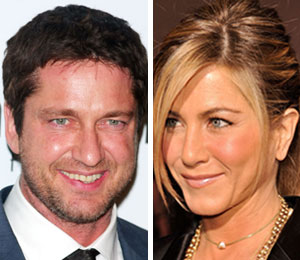 Getty Images/Extra composite Gerard Butler can't wait to kiss costar Jennifer Aniston