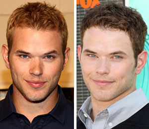 Getty Images/Extra composite Natural blonde Kellan Lutz dyes his hair a darker hue to play Emmett Cullen in the 'Twilight' flicks.