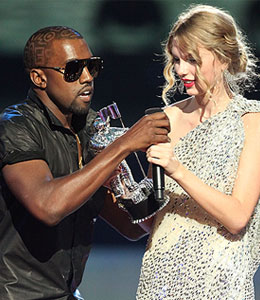 Getty Images Kanye West interrupts Taylor Swift at the VMAs