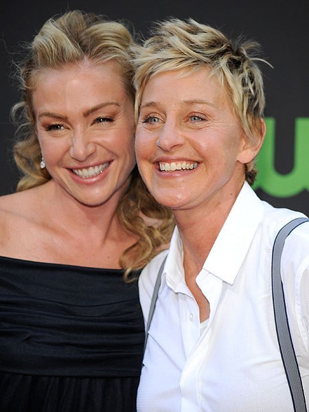 Getty Images portia de rossi and ellen degeneres