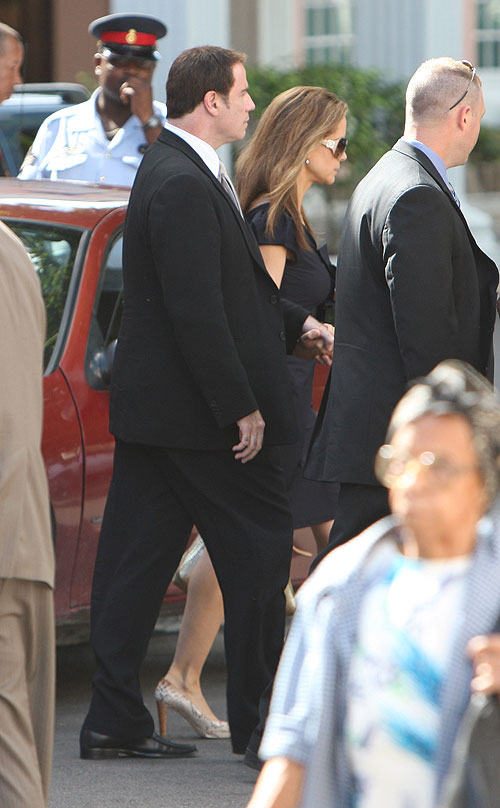 Splash News John Travolta arriving at a Bahamian court to testify in the trial of two people accused of trying to blackmail him