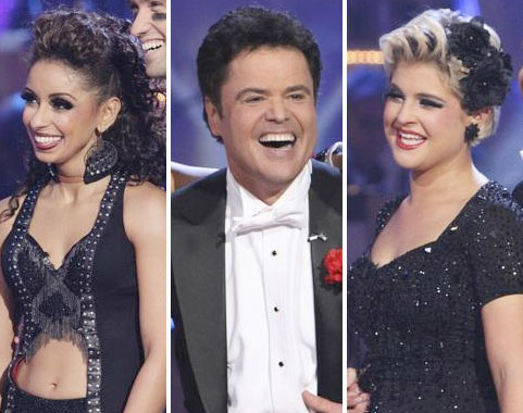 ABC/Extra composite Mya, Donny and Kelly are competing for the mirrored ball trophy on Dancing with the Stars -- Who will win?
