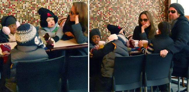 INF Photo Brad Pitt, Angelina Jolie and Kids Bundle Up For Lunch