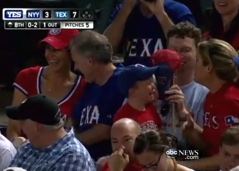 Video! Rangers Fan Keeps Foul Ball -- Boy Cries | ExtraTV.com