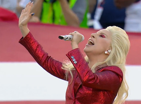 Glittery Gaga Rocks 'The Star-Spangled Banner' at Super Bowl 50
