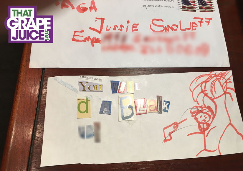 jussie smollet attack letter via THAT GRAPE JUICE resized