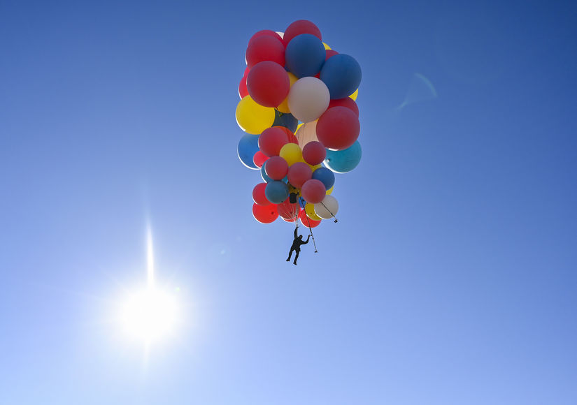 ‘Up’ and Away! David Blaine Floats Away on Balloons in DeathDefying