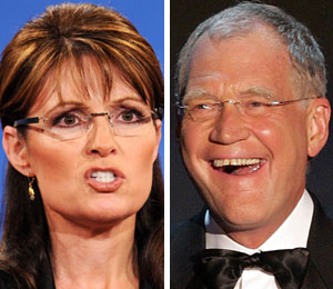 Getty Images/Extra composite Sarah Palin and David Letterman feud