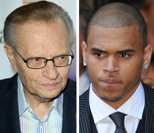 Getty Images/Extra composite R&B star Chris Brown will speak exclusively to Larry King